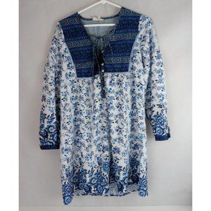 TDDPSSHOP Women's Floral Boho Blouse With Tassle Size Medium